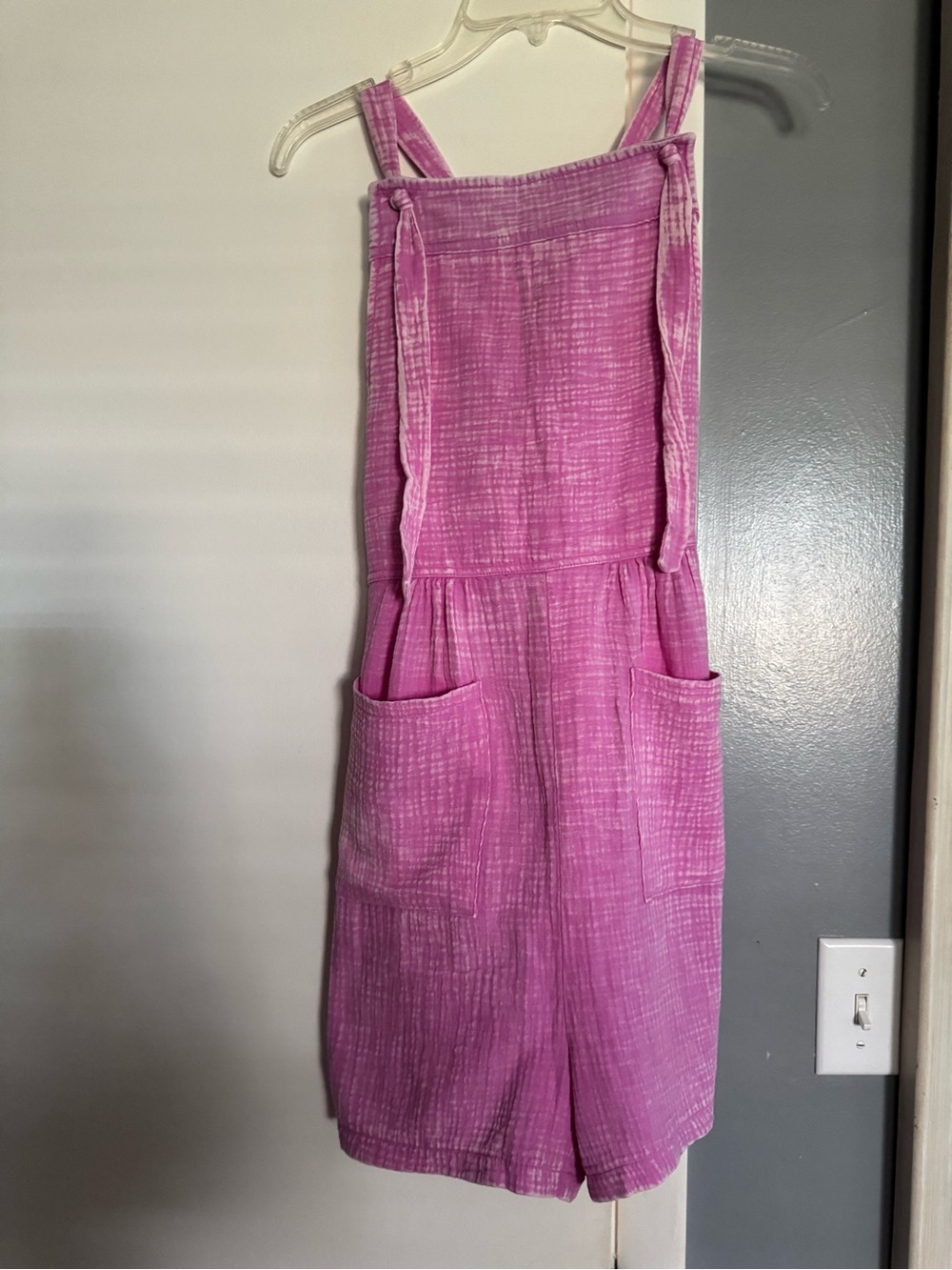 Zenana Outfitters Purple-Pink Textured Romper with Pockets